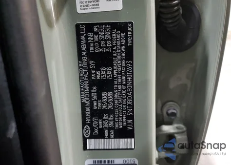 2022 Hyundai Santa Cruz Sel z USA, uszkodzony, nr VIN 5NTJBDAE0NH012693